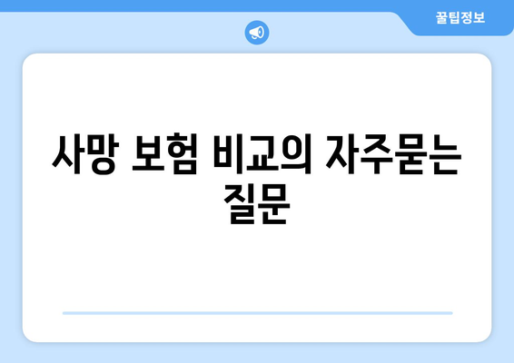 사망 보험 비교