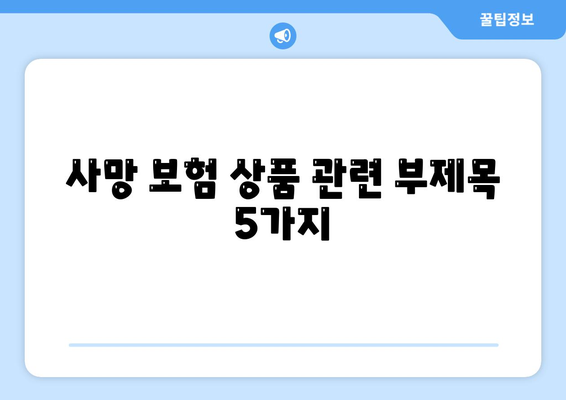 사망 보험 상품
