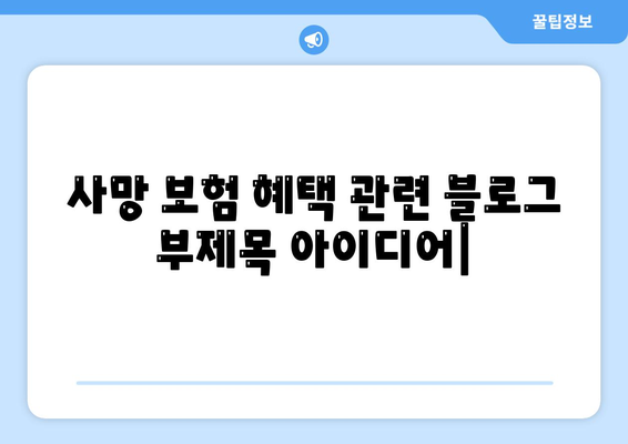 사망 보험 혜택