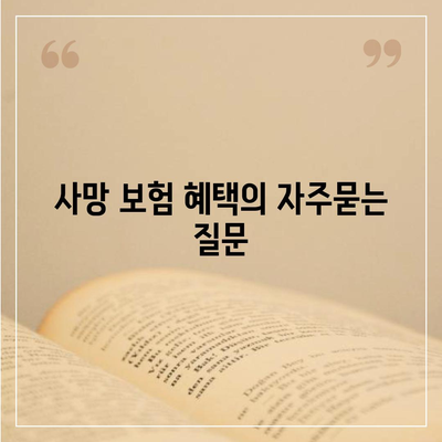 사망 보험 혜택