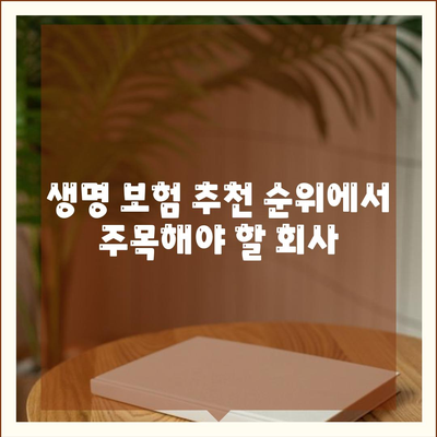 생명 보험 추천 순위