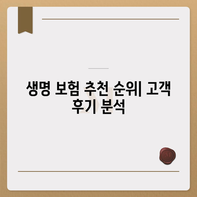 생명 보험 추천 순위