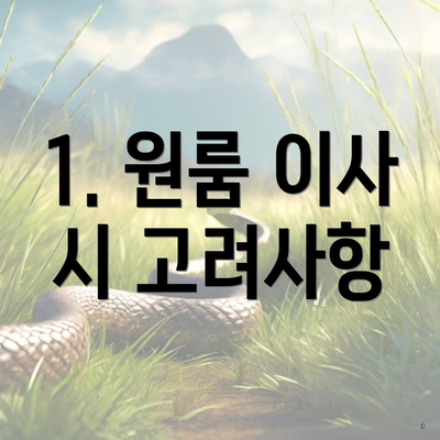 1. 원룸 이사 시 고려사항
