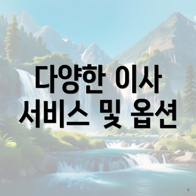다양한 이사 서비스 및 옵션