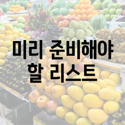 미리 준비해야 할 리스트