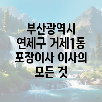 부산광역시 연제구 거제1동 포장이사 이삿짐센터 가격 비교 및 선택 가이드