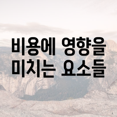 비용에 영향을 미치는 요소들