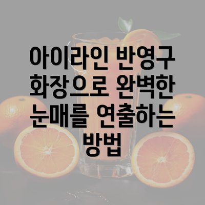 아이라인 반영구 화장으로 완벽한 눈매를 연출하는 방법