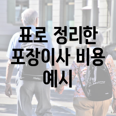 표로 정리한 포장이사 비용 예시