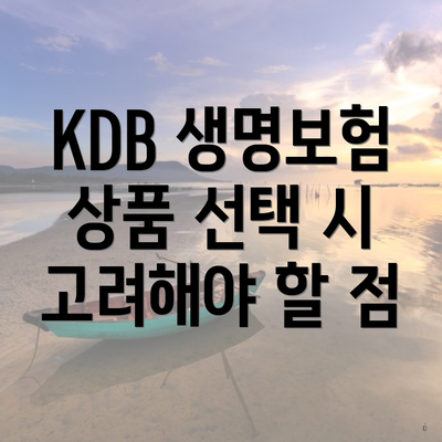 KDB 생명보험 상품 선택 시 고려해야 할 점