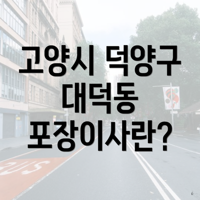 고양시 덕양구 대덕동 포장이사란?