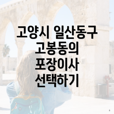 고양시 일산동구 고봉동의 포장이사 선택하기