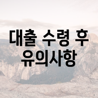 대출 수령 후 유의사항