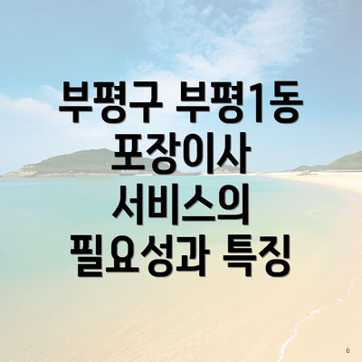 부평구 부평1동 포장이사 서비스의 필요성과 특징