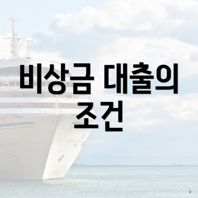 비상금 대출의 조건