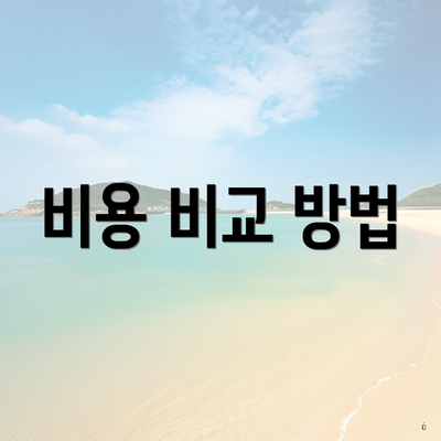 비용 비교 방법