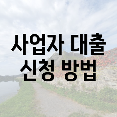 사업자 대출 신청 방법