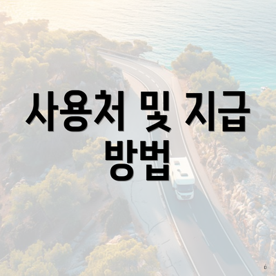 사용처 및 지급 방법