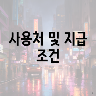 사용처 및 지급 조건