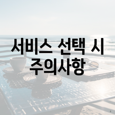 서비스 선택 시 주의사항
