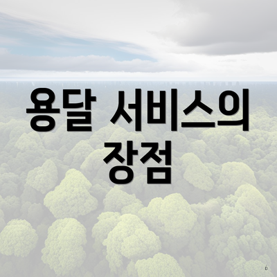 용달 서비스의 장점