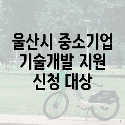 울산시 중소기업 기술개발 지원 신청 대상