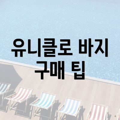 유니클로 바지 구매 팁