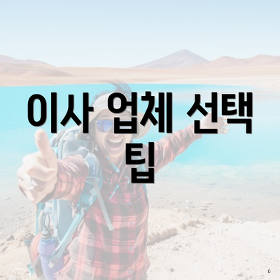 이사 업체 선택 팁