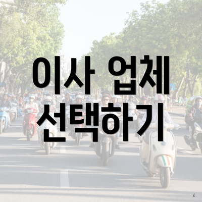 이사 업체 선택하기