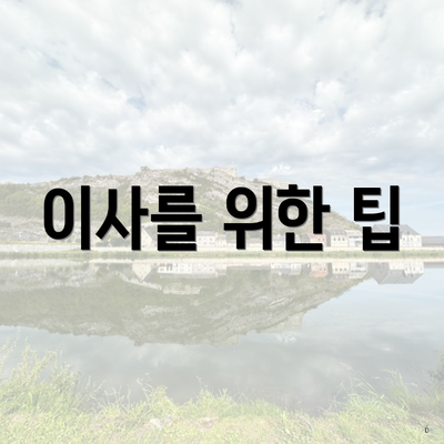 이사를 위한 팁