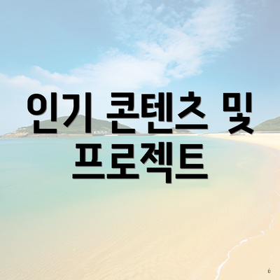 인기 콘텐츠 및 프로젝트