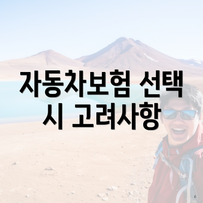 자동차보험 선택 시 고려사항