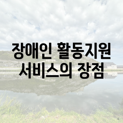 장애인 활동지원 서비스의 장점