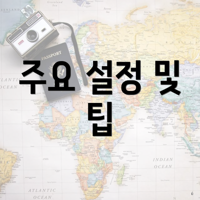 주요 설정 및 팁