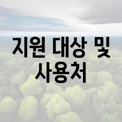 지원 대상 및 사용처