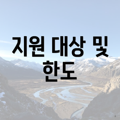지원 대상 및 한도