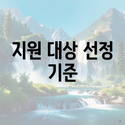 지원 대상 선정 기준