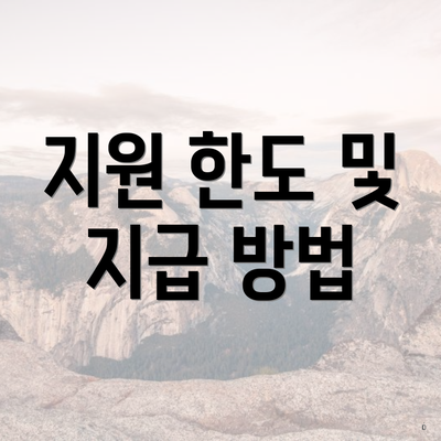 지원 한도 및 지급 방법