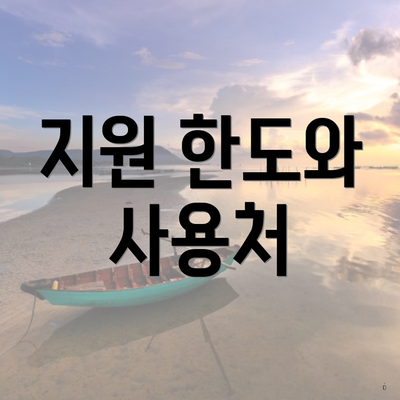 지원 한도와 사용처