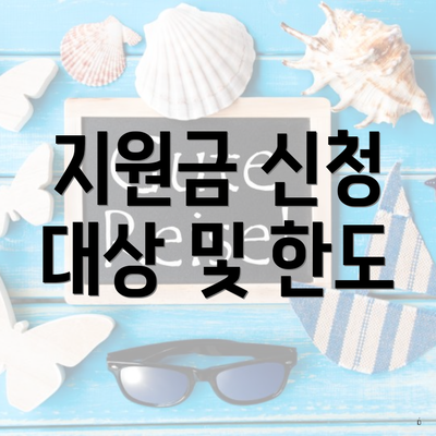 지원금 신청 대상 및 한도