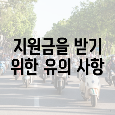 지원금을 받기 위한 유의 사항