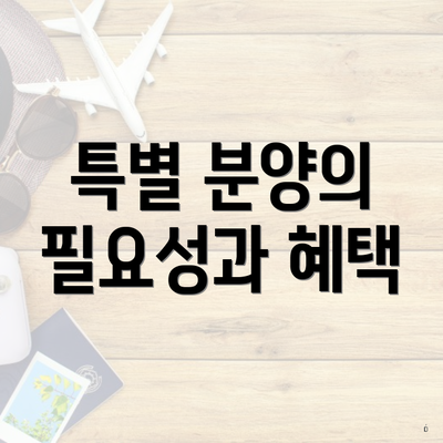 특별 분양의 필요성과 혜택