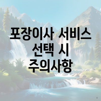 포장이사 서비스 선택 시 주의사항