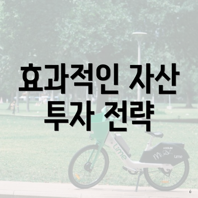 효과적인 자산 투자 전략